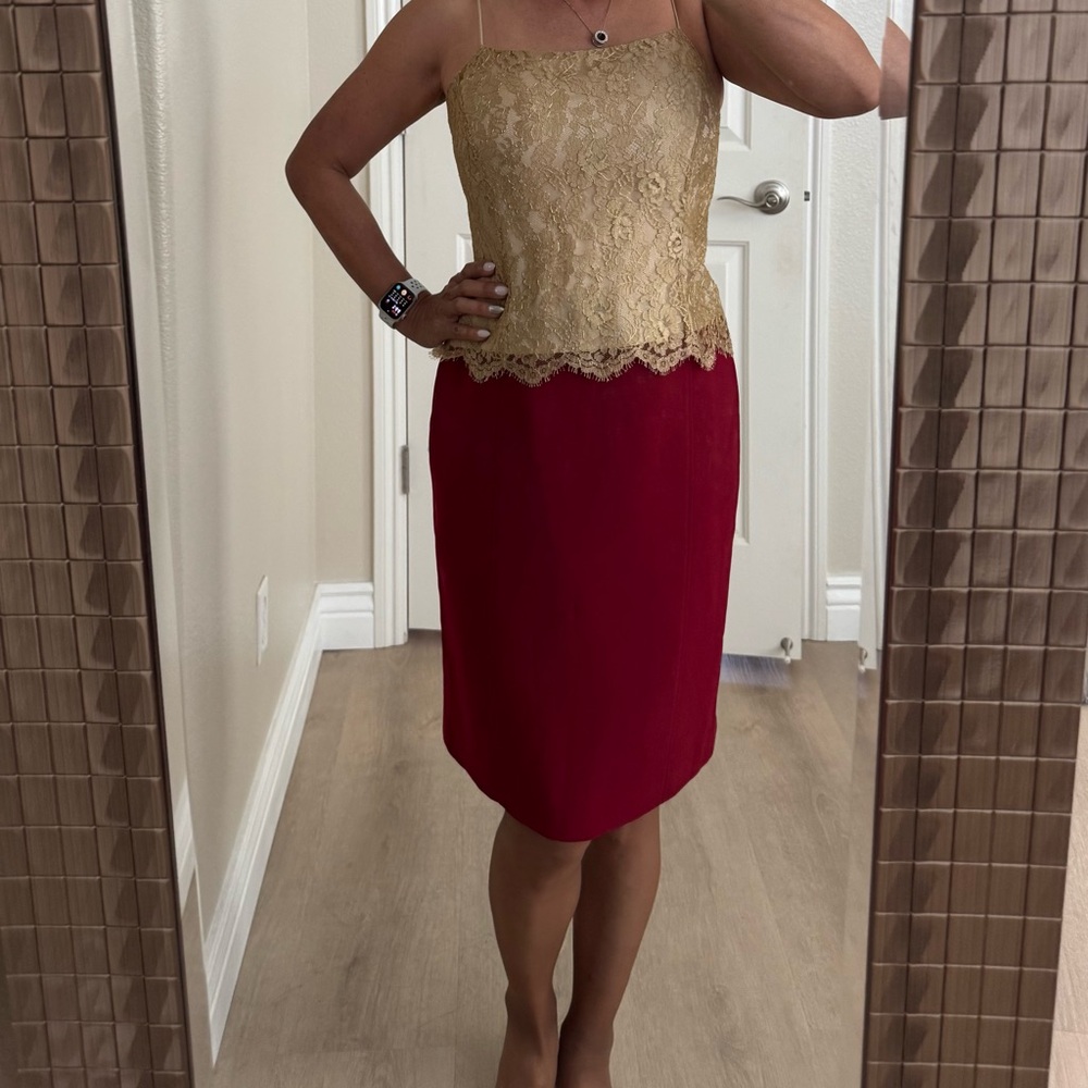 Beautiful Red Skirt, fully lined, backnzipper and pleats. Like new condition!